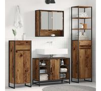 vidaXL Mobile da Bagno con cassetto Legno vecchio 40 x 30 x 100 cm