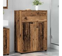 vidaXL Armadietto da bagno con cassetto in legno antico 72,5 x 36,5 x 100 cm, moderno per bagno, unità rettangolare, altezza regolabile, cassetti durevoli, organizer per asciugamani