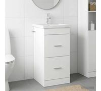 vidaXL Vanity da bagno con lavandino bianco, 42 x 40 x 84,5 cm, unità moderne da bagno convenienti, stoccaggio efficiente, organizzatore elegante, soluzioni compatte