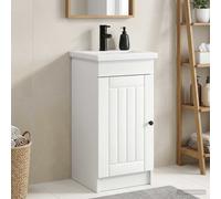 vidaXL Mobile da bagno con lavabo Bianco 42 x 40 x 84,5 cm, Set di mobili da bagno moderni, unità di stoccaggio elegante, mobile completo, con anta e ripiano