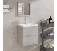 vidaXL Mobile da Bagno con Lavabo e Specchio Grigio Cemento