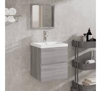 vidaXL Mobile da Bagno con Lavabo e Specchio Grigio Sonoma