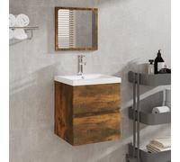 vidaXL Mobile da Bagno con Lavabo e Specchio Rovere Fumo