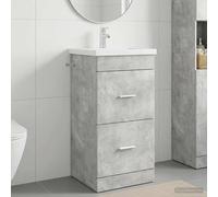 vidaXL Mobile da bagno con lavabo Grigio Cemento 42 x 40 x 84,5 cm, Unità bagno moderne a prezzi accessibili, storage efficiente, organizer stiloso, soluzioni salvaspazio