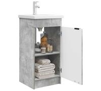 vidaXL Mobile da bagno con lavabo Grigio Cemento 42 x 40 x 84,5 cm, Set di Mobili per Bagno Moderni, Soluzioni di Stoccaggio in Legno, Decor Minimal e Cabina con Specchio