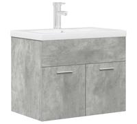 vidaXL Mobile da Bagno con Lavabo Integrato e Rubinetto Grigio Cemento, Mobile da Bagno, Mobile vanità, Mobile lavabo, armadietto da Bagno