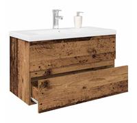 vidaXL Mobile da Bagno con Lavabo Integrato e Rubinetto Legno Antico
