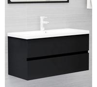 vidaXL Mobile da Bagno con Lavabo Integrato Nero in Truciolato