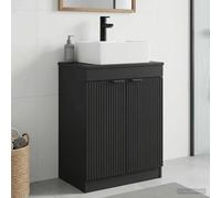 vidaXL Vanity da bagno con lavandino nero, 54 x 35 x 83 cm, mobile da bagno moderno, mobile funzionale, legno di ingegneria, soluzioni per organizzare la casa