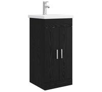 vidaXL Vanity da bagno con lavandino in rovere nero, 42 x 40 x 84,5 cm, organizzazione bagno, mobili moderni, unità portaoggetti e scaffale, decorazione attuale per oggetti essenziali