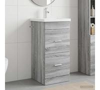 vidaXL Vanity da bagno con lavandino Sonoma grigio, 42 x 40 x 84,5 cm, unità moderne da bagno convenienti, stoccaggio efficiente, organizzatore elegante, soluzioni compatte