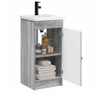 vidaXL Vanity da bagno con lavabo Sonoma grigio, 42 x 40 x 84,5 cm, set di mobili moderni per bagno, unità portaoggetti elegante, toeletta completa, con armadio e ripiano