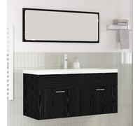vidaXL Mobile da Bagno con porta Rovere Nero 100 x 38,5 x 46 cm