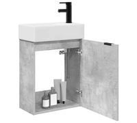 vidaXL Mobile da bagno con rubinetto, grigio cemento, 45,5 x 22,5 x 84 cm, elegante mobiletto da bagno, mobiletto portaoggetti moderno, organizer efficiente, mobile in legno ingegnerizzato, porta