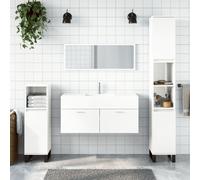 vidaXL Mobile da Bagno con Specchio Bianco Lucido in Legno Multistrato