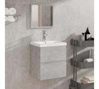 vidaXL Mobile da Bagno con Specchio Grigio Cemento Legno Multistrato