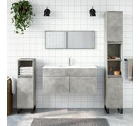vidaXL Mobile da Bagno con Specchio Grigio Cemento Legno Multistrato