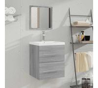 vidaXL Mobile da Bagno con Specchio Grigio Sonoma 41x38,5x48 cm
