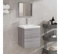 vidaXL Mobile da Bagno con Specchio Grigio Sonoma in Legno Multistrato