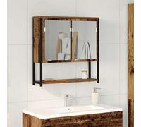 vidaXL Mobile da bagno con specchio in legno vecchio 60x16x60 cm in legno ingegnerizzato