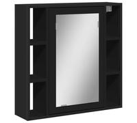 vidaXL Mobile da Bagno con Specchio Nero 60x16x60 cm Legno Multistrato
