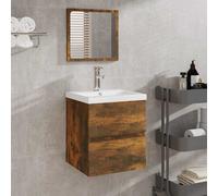 vidaXL Mobile da Bagno con Specchio Rovere Fumo in Legno Multistrato