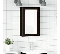 vidaXL Mobile da Bagno con Specchio Rovere Nero 42x12x60 cm Truciolato