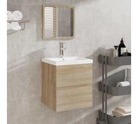 vidaXL Mobile da Bagno con Specchio Rovere Sonoma in Legno Multistrato