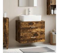 vidaXL Mobile da Bagno da Muro Rovere Fumo 62,5 x 44,5 x 50 cm, Mobile da bagno moderno, armadietto sospeso, legno ingegnerizzato, soluzione minimale, scaffali ordinati