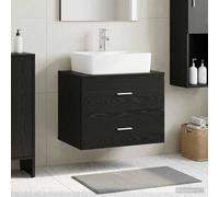 vidaXL Mobile da Bagno da Muro Rovere Nero 62,5 x 44,5 x 50 cm, Mobile da bagno moderno, armadietto sospeso, legno ingegnerizzato, soluzione minimale, scaffali ordinati
