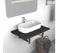 vidaXL Mobili da Bagno Sospesi Robusti Eleganti Moderni Mensola a Muro per Lavabo da Bagno in Truciolato e Metallo Grigi 60x40x16,3 cm