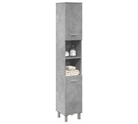 vidaXL Mobile da Bagno Grigio Cemento 30x30x179 cm Legno Multistrato