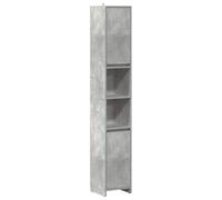 vidaXL Mobile da Bagno Grigio Cemento 30x30x183,5 cm Legno Multistrato