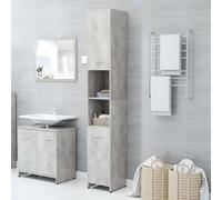 vidaXL Armadio da Bagno Arredo Stipo Stipetto Scaffalatura Sottolavabo Mobile Mobiletto Scaffale Armadietto Grigio Cemento 30x30x183,5cm in Tecnico