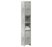 vidaXL Mobile da Bagno Grigio Cemento 30x30x183,5 cm Legno Multistrato