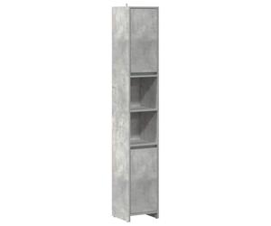vidaXL Mobile da Bagno Grigio Cemento 30x30x183,5 cm Legno Multistrato