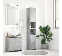 vidaXL Mobile da Bagno Grigio Cemento 30x30x183,5 cm Legno tecnico