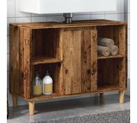 vidaXL Mobile da Bagno Legno Antico 80x33x60 cm in Legno Multistrato, armadietto da Bagno, Mobile da Toilette, portaoggetti da Bagno