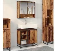 vidaXL Set di mobili da Bagno in Legno Invecchiato e Metallo, 65 x 33 x 60 cm. Stile Industriale Nero, con tantissime Porte per Uso Interno. Facile da Montare con Un cacciavite. Mobili da Bagno Mode