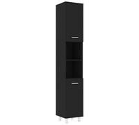 VIDAXL - Mobile da Bagno Nero 30x30x179 cm in Legno Multistrato