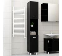 VIDAXL - Mobile da Bagno Nero 30x30x179 cm in Legno Multistrato
