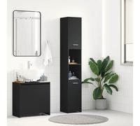 vidaXL Mobile da Bagno Nero 30x30x183,5 cm in Legno tecnico
