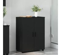 vidaXL Armadio da bagno indipendente, colore: nero, spazioso legno artificiale, 60 x 35 x 80 cm, per interni, con ante e maniglie a battente, superficie liscia, salvaspazio, stile moderno