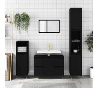 vidaXL Mobile da Bagno Nero 80x33x60 cm in Legno Multistrato