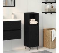 vidaXL Mobile da Bagno Rovere Nero 30 x 30 x 100 cm