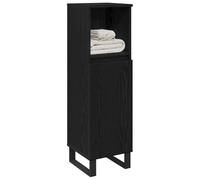 vidaXL Mobile da Bagno Rovere Nero 30 x 30 x 100 cm | c'è posto per tutte le tue cose, ha uno stile moderno e fluido, fatto in rovere massello, è progettato per durare