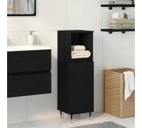 vidaXL Mobile da Bagno Rovere Nero 30 x 30 x 100 cm Legno multistrato
