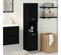 vidaXL Mobile da Bagno Rovere Nero 30 x 30 x 130 cm Legno multistrato