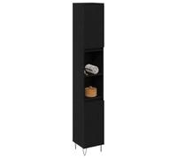 vidaXL Mobile da bagno Rovere Nero 30x30x190 cm Legno multistrato Armadietto resistente