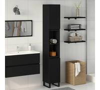 vidaXL Mobile da Bagno Rovere Nero 30 x 30 x 190 cm